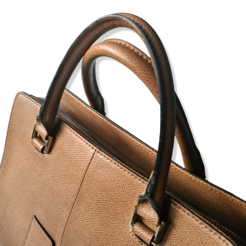 VINTAGE Calvin Klein Tan Two Handle Bag Handbag - Picture 2 of 16